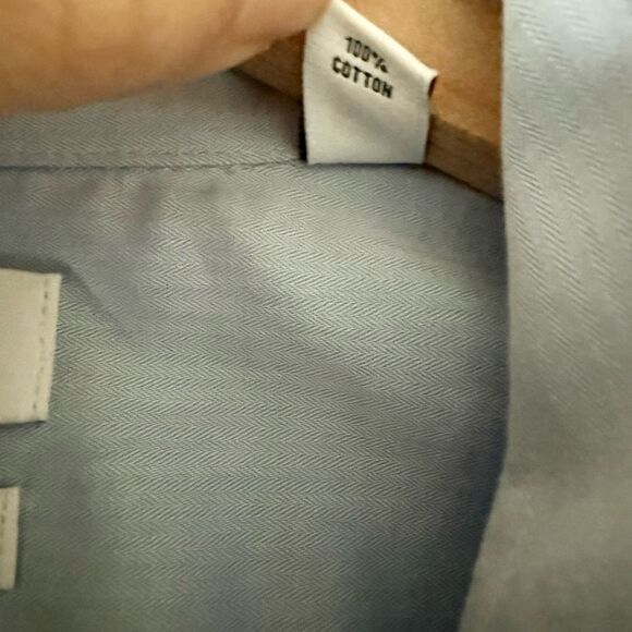 Calvin Klein Steel+ Slim Fit Button Down in Light Blue with Herringbone-Size L - Picture 7 of 8
